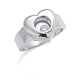 14K Italian White Gold Floating Diamond Heart Ring