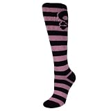 Custom Sock Source Skater Skull Knee-high Black and Pink Striped Crossfit Socks