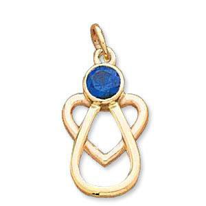 14k ''With Me Always'' Angel Heart Birthstone Charm