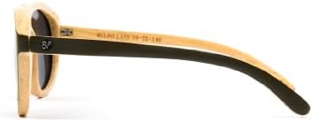 Siempre Verde Unisex Mulholland Bamboo Wood Grey Lens Sunglasses 60 MM