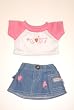 "Love T-Shirt & Jeans Skirt fits Webkinz, Shining Star and 8"" - 10"" Make Your Own Stuffed Animals"
