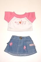 "Love T-Shirt & Jeans Skirt fits Webkinz, Shining Star and 8"" - 10"" Make Your Own Stuffed Animals"