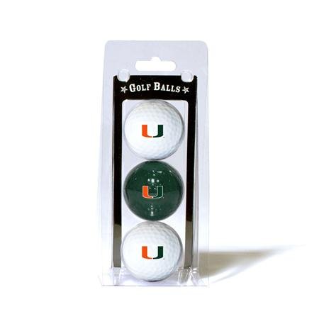 Miami Hurricanes Um Ncaa Team Logo 3 Golf Ball Pack