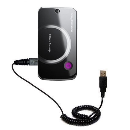 Coiled USB Cable for the Sony Ericsson T707a with Power Hot Sync and Charge capabilities - uses Gomadic TipExchange Technology