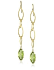 Suzy Landa 18k Yellow Gold Linear Marquis Chain Links  with Peridot Earrings