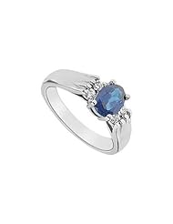 Sapphire and Diamond Ring 14K White Gold - 1.25 CT TGW