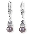 Silver Deco Rose Drop Cultured Pearl Earrings, Lavender