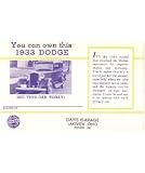 1933 DODGE Used Cars Post Card [eb2045N]