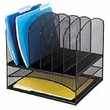 Safco 3255BL Mesh Desk Organizer, Two Horizontal/Six Upright Sections, Black