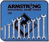 Armstrong 26-730 9pc Full Polish Fractional/Metric Ratcheting Open End Wrench Set