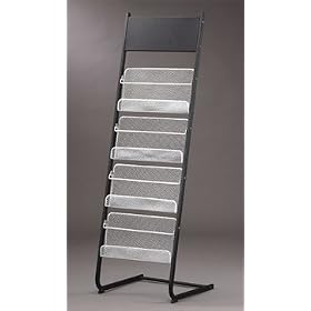 4-Shelf Magazine / Newspaper Floor Display Rack w/Billboard, Magazine Rack