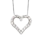14k White Gold & Diamond Heart Pendant (0.50ctw)