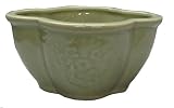 Chinese celadon bonsai planter / pot with plum blossom design- porcelain, hand glazed