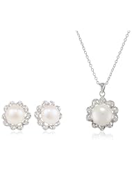 Bella Pearl Circle Fancy Cubic Zirconia Pearl Jewelry Set