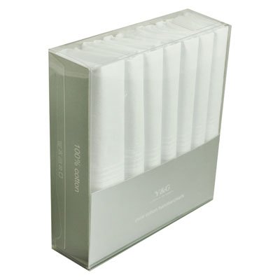 Designer Fashion Gift 7 Pack Hankies White Cotton Solid Mens Cotton With Gift Box MH1028