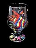 Angel Fish Design - Hand Painted - High Ball - All Purpose Glass - 10.5 oz.