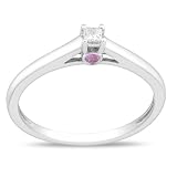 Sterling Silver 0.06 CT TGW Pink Sapphire 0.05 CT TDW Princess Diamond Engagement Ring (G-H, I2-I3)
