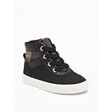 オールドネイビー OLD NAVY/ フェイクレザートリムハイトップ ブラック シューズ 16.5cm【並行輸入】