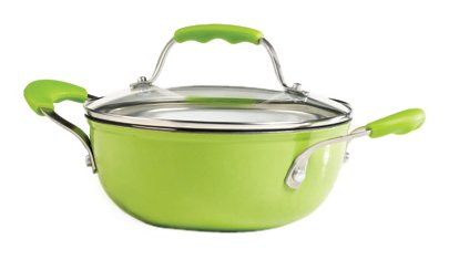 Denmark 1-1/2-Quart Covered Casserole with White Enamel Interior, Green