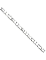 3mm, 14 Karat White Gold, Flat Figaro Chain - 24 inch