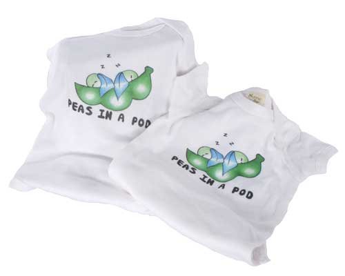 Twin Peas In a Pod - Organic - Twin Baby Bodysuit Gift Set (6-12 Months)