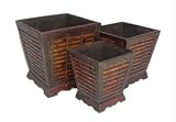 Planters w/ Flat Bamboo Weave Set of 3