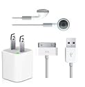 Apple iPod Bundle: Original USB Power Adapter (Wall Charger) + Original Earphones (Headphones) + Original USB Cable Adapter (Compatible with any iPod/iphone)