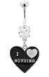 I HEART NOTHING ON A BLACK HEART BELLY PIERCING RING