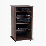 Solid Hardwood Espresso 4-Shelf Audio Cabinet