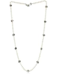 King Baby Natural Pearl Necklace with Silver Roses 26"