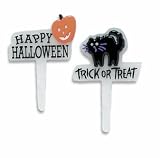Glow in the Dark - Happy Halloween & Trick or Treat Cupcake Picks - 12ct by Bakery Crafts