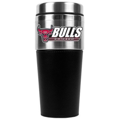 NBA Chicago Bulls 16-Ounce Stainless Steel Travel Tumbler with Black Sleeve