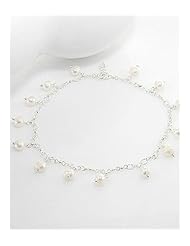 White (Natural) Fresh Water Pearls Anklet In 92.5 Sterling Silver