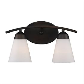 Tempest - 2 Light Bathroom Vanity Lighting Fixture - Aged Bronze - White Glass - B6403 by Landmark