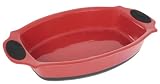 Delys-By-Crealys - 506500 - Plat Ovale en Céramique - Rouge / Noir - Anse en Silicone