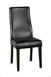 Armen Living 341 Black Leather Side Chair, Set of 2