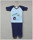 Petit Lem Blue Pinsstripe Baseball S/S Pant Sleepwear Set
