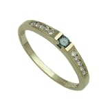 9ct Yellow Gold Ladies 0.25ct of Blue and White Diamond Set Dress Ring Size - P