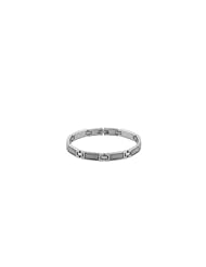 Stainless Steel Link Bracelet with Carbon Fiber 08.50 Inch Grey Carbon Fiber B140