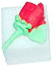 Red Rose Buds Decorated Sugar Cubes (24 pc)