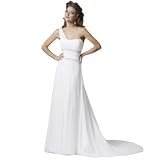 GEORGE BRIDE One Shoulder Slime-line Chiffon Long Eveing Dress Size 4 Ivory