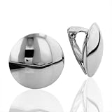 Sterling Silver Round Button Clip Earrings