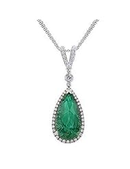 2.83Ct Pear Cut Emerald & Diamond Pendant 18k Gold