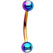 Rainbow Aurora Anodized Titanium Gem Ball Eyebrow Ring