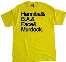 A-Team Hannibal & B.A. & Face & Murdock Yellow T-Shirt
