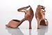 Article 4X - Ladies' Latin Sandal with a 2.5 Inch Square Heel in Tan Satin