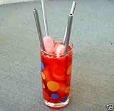 STAINLESS STEEL STRAWS 10 Set of 4. Thin/Normal Width BUT XXLong! Also use for Stir Sticks Swizzles. Beverage, cocktail, drinking straw in silver metal. World's Best. Smooth no Groove...germ fighting straws**