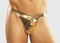 1st Fantasies Male Power Bong Thong Stretch Metallic Gold Lame'