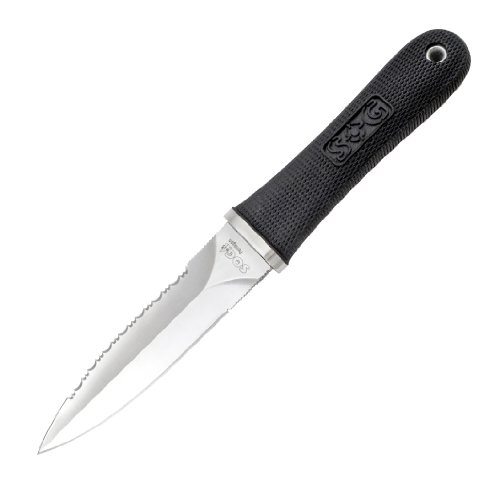 SOG Specialty Knives & Tools S14-N Pentagon Knife with Dual-Edged Straight and Serrated Fixed 5-Inch AUS-8 Steel Blade and Kraton Handle, Satin Finish On Sale