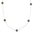 Sterling Silver Smokey Quartz Beaded Long Necklace - 46"